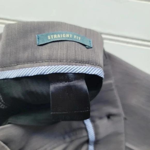 HAGGAR Mens Gray Flat Front Straight Fit Stretch Pants 34X29 - Picture 10 of 13